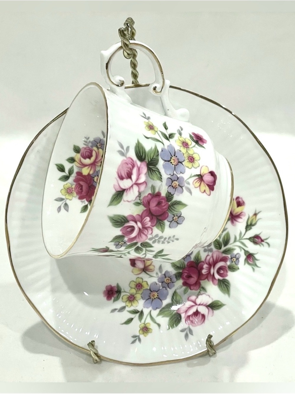 Queen’s England Rosina Bone China “Centenary Dear” Teacup &Saucer Set | VTG |EUC